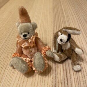 Miniature Boyd's bears plush clown and a dog